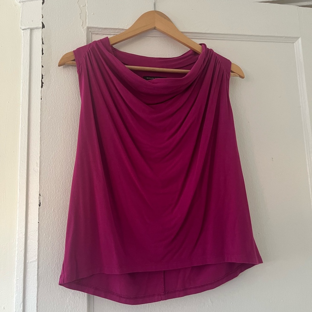Banana Republic Fuchsia Drape Neck Blouse